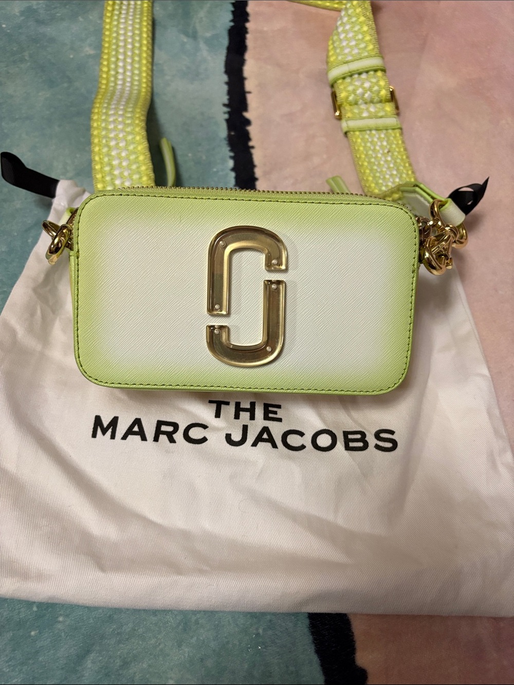 Marc Jacobs Lime Gradient Snapshot Crossbody Bag